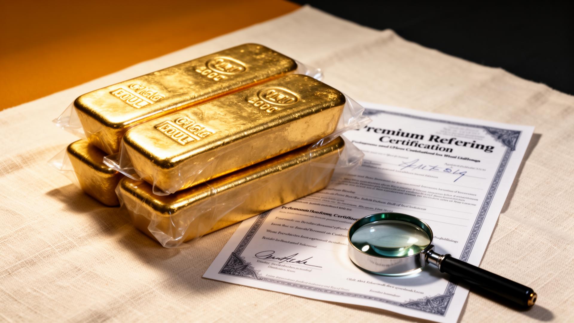 Refined gold bullion with assay certification